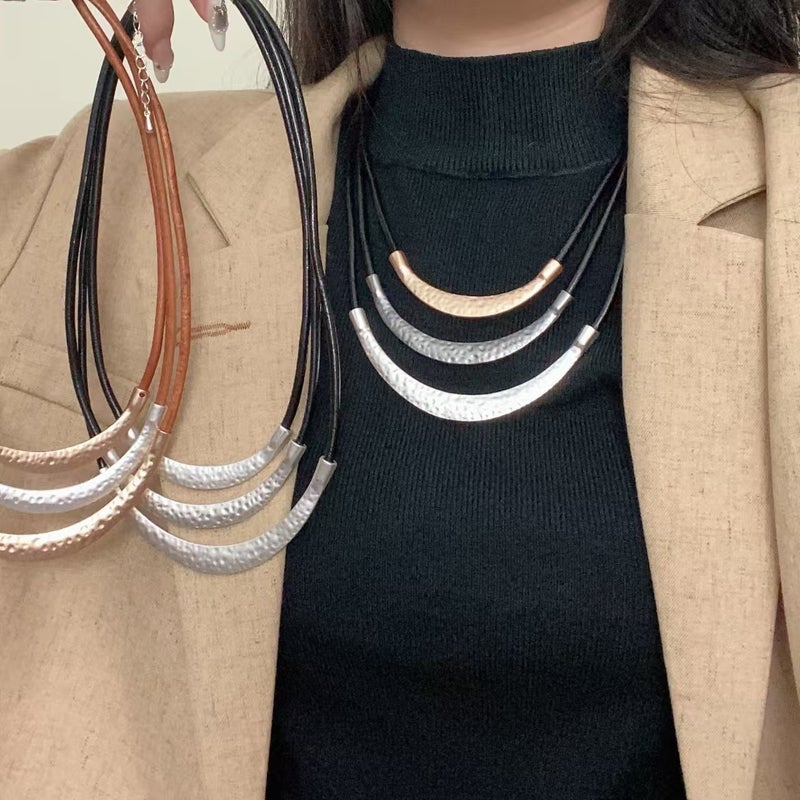 Retro Multi-Layered Leather Necklace, Accessible Luxury And Simple Design, Clavicle Chain, Niche Exquisite Fashion Women'S Accessories - Image 2